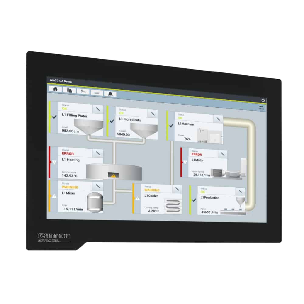 C1 panels are HMI created to satisfy various industrial applications in 16:9 format and with PCAP multi-touch technology.